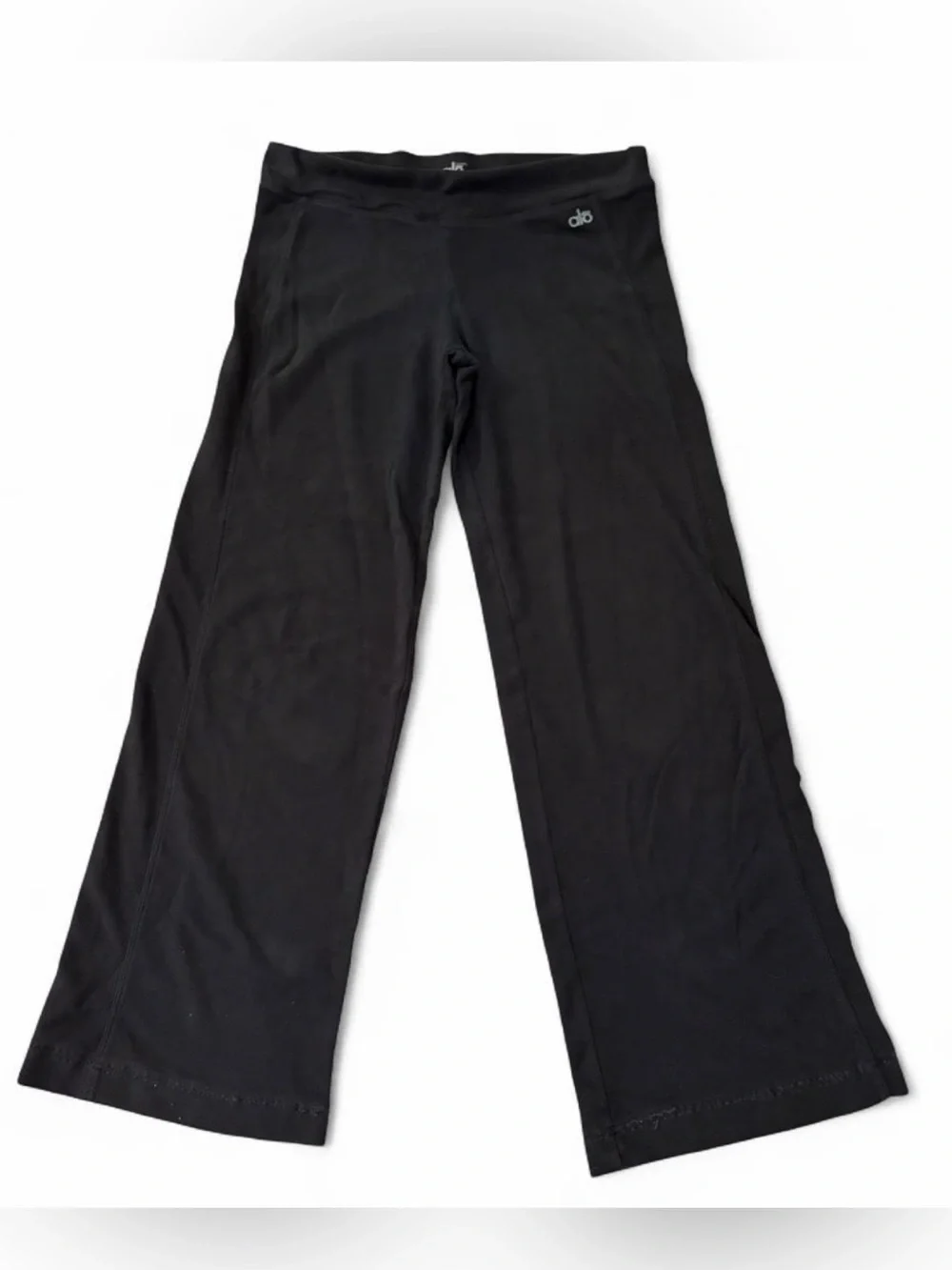 Alo Yoga XS black high-waisted flair leggings with elastic waistband